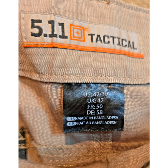 5.11 Tactical Pants Men’s 42x30 Beige Tan Cargo Military Utility Workwear Pants - Picture 2 of 7
